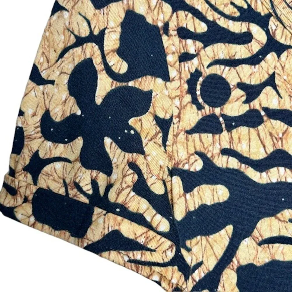 Diane Von Furstenberg A-Line Midi Dress Italy Vintage Batik - Black/Maize - 10